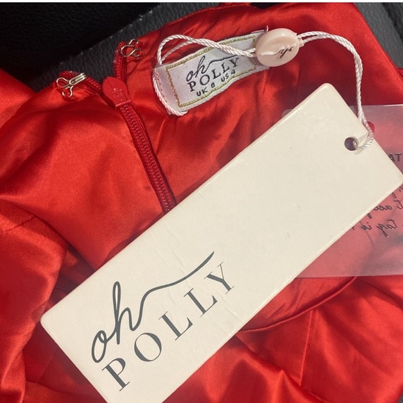 Oh Polly Run The Show Red Cut OutSatin Mini Dress NWT - Picture 3 of 4